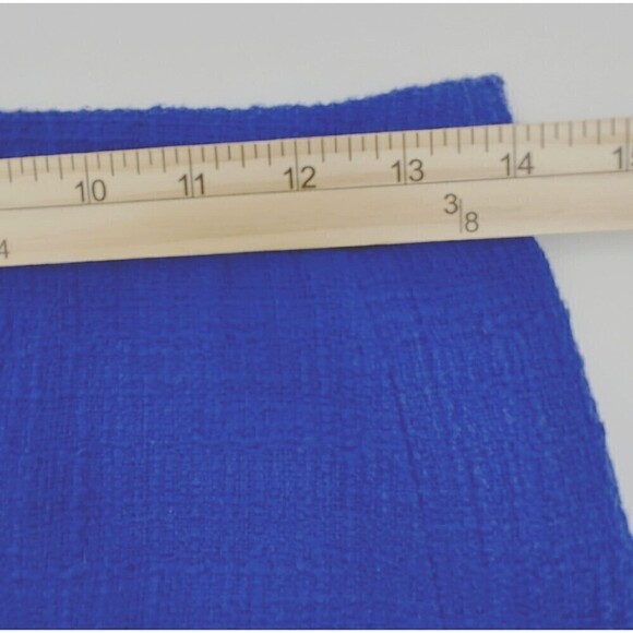 J Crew Black Label Pencil Skirt Womens 0 Blue Tweed Textured Fringe-Hem Career - Picture 12 of 13